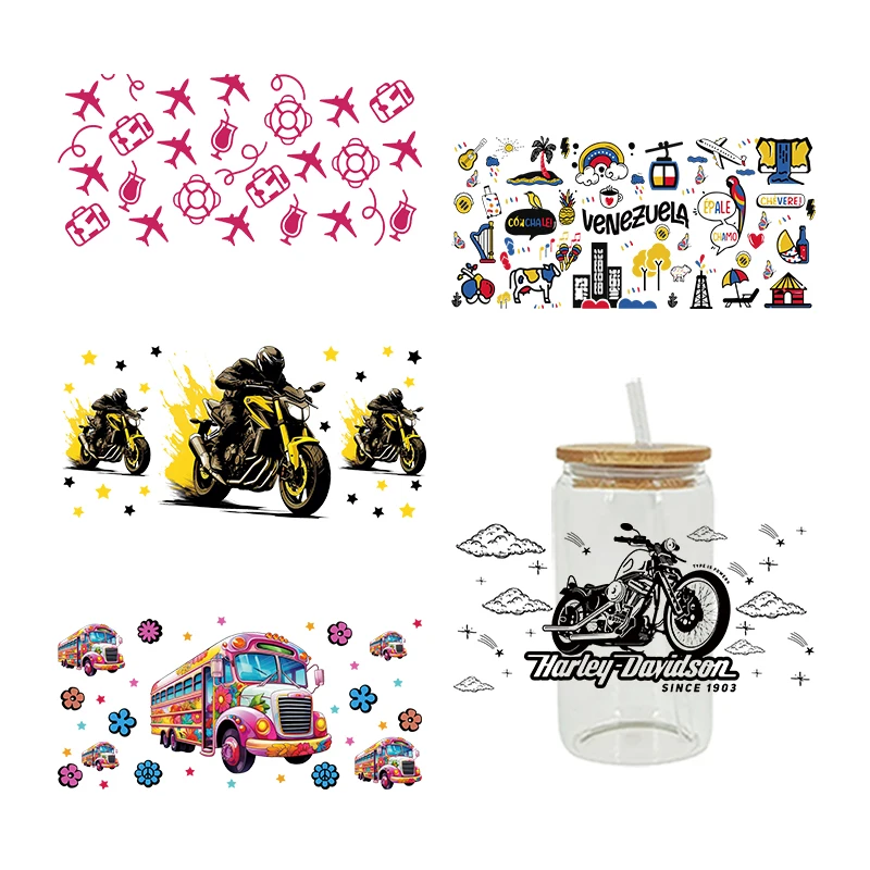 

3D UV DTF Transfers Stickers 16oz Cup Wraps Motorcycle Car Plane Printed For DIY Glass Ceramic Metal Leather Etc. D16903