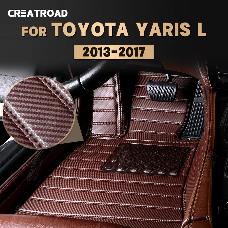 

Custom Carbon Fibre style Floor Mats For Toyota Yaris L 2013-2017 14 15 16 Foot Carpet Auto Interior Accessories