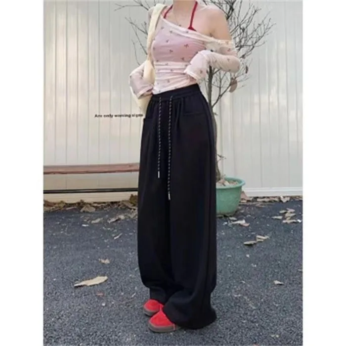 Women's Trouserswomen's Pantsloose Hanging Casual Pantsy2K Loose Pantswomen's Elastic Pantswinter Pants