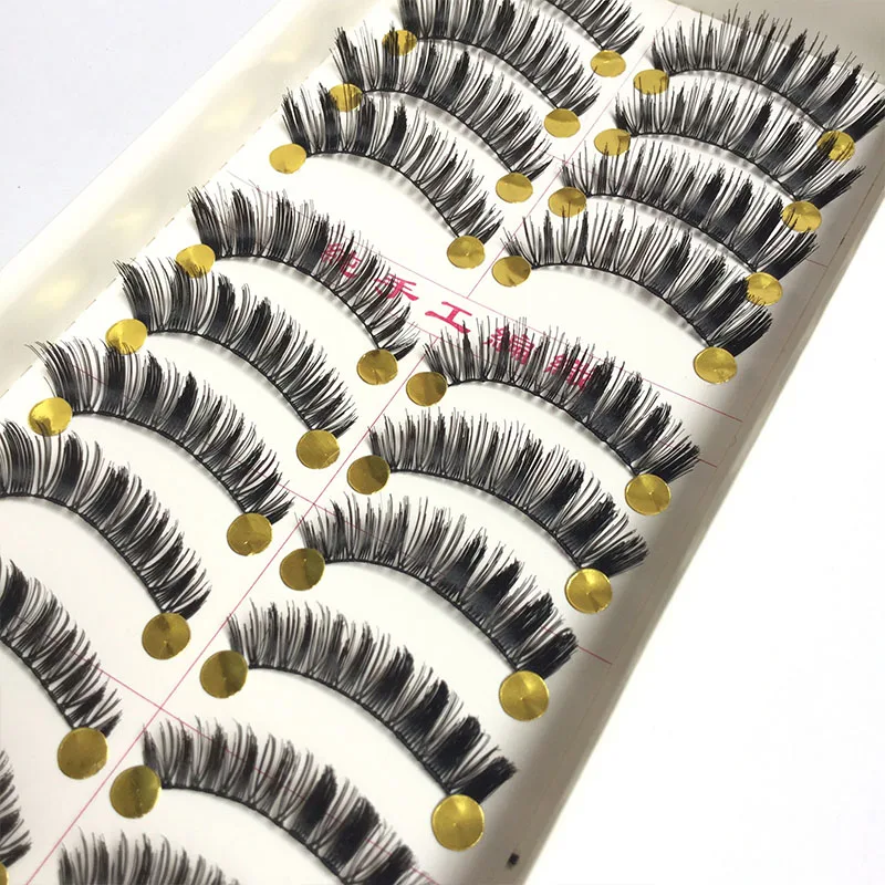 Handmade 10 Pairs False Eyelashes Natural Nude Makeup Thick Simulation Eyelashes Daily Stage Performance Eyelash Extension K10