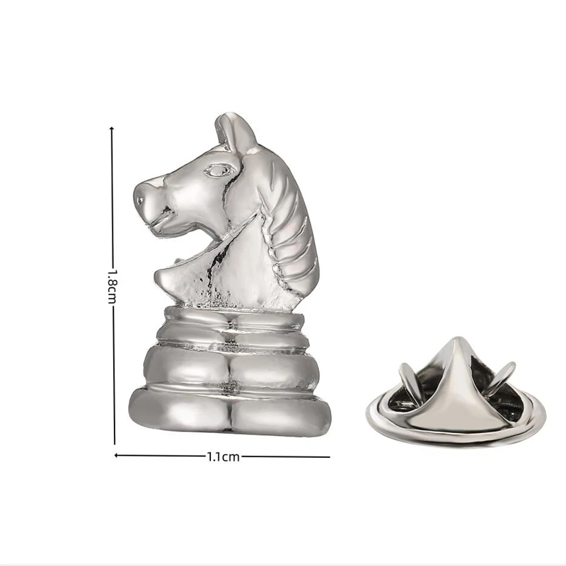 Classic style Copper material horse head chess Brooch men\'s Lapel Pin clothing backpack badge jewelry retail wholesale