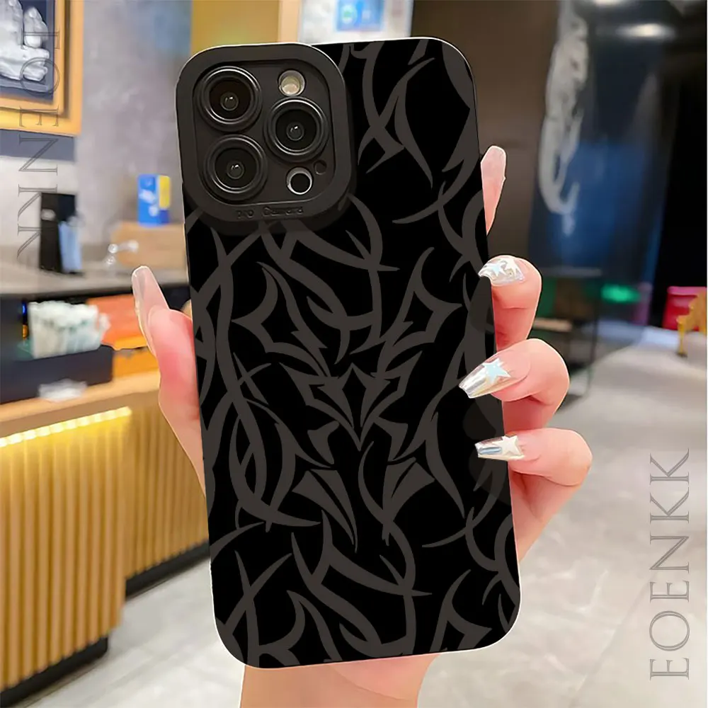 Art Clot Thorns Phone Cases For IPhone 15 Pro Max 11 12 13 14 Pro Max X XR XSMax 7 8 Plus Modern Artistic Silicone Bumper Cover