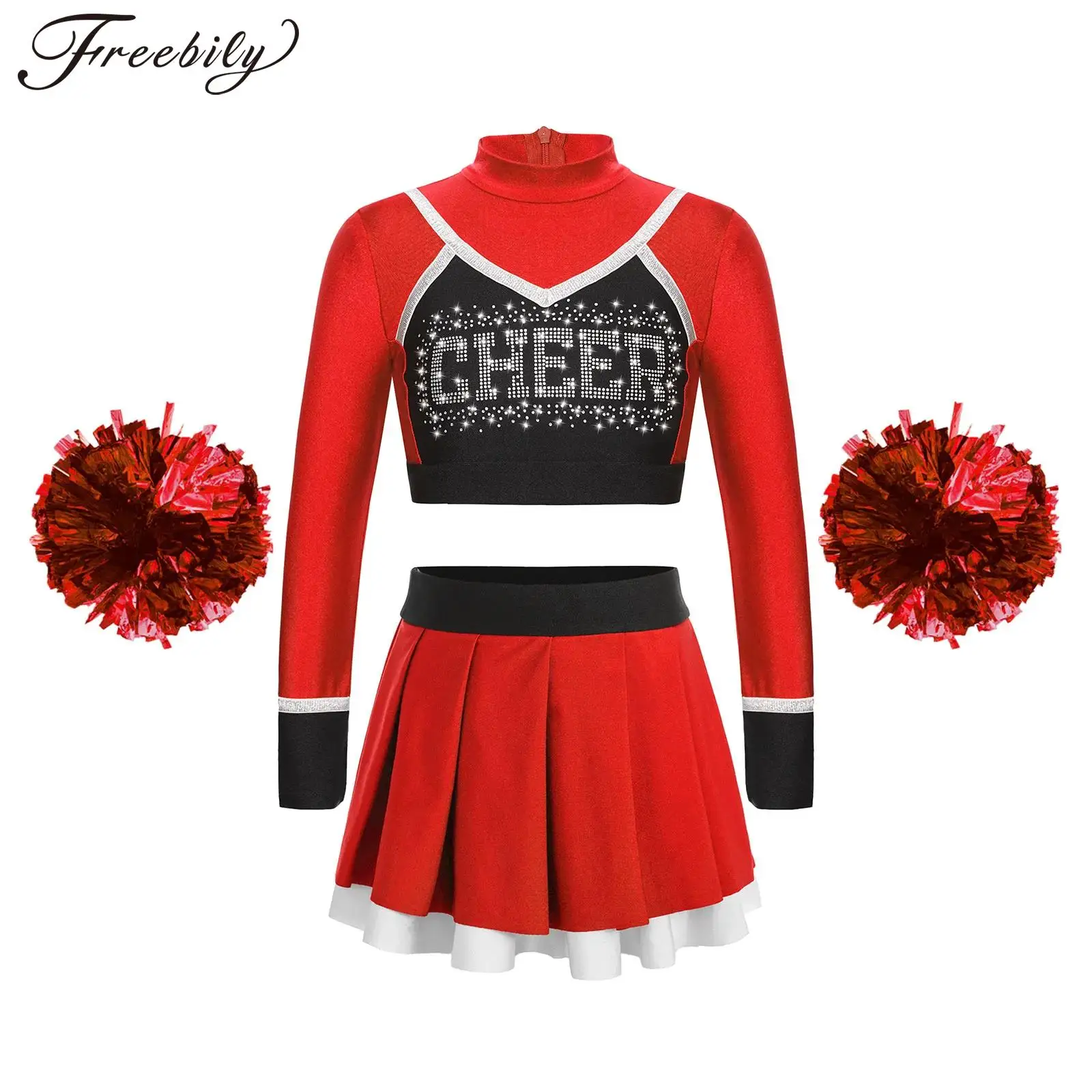 

Children Cosplay Cheerleader Costume School Girls Cheer Dance Outfit Cheering Team Halloween Theme Party Cheerleading Uniform