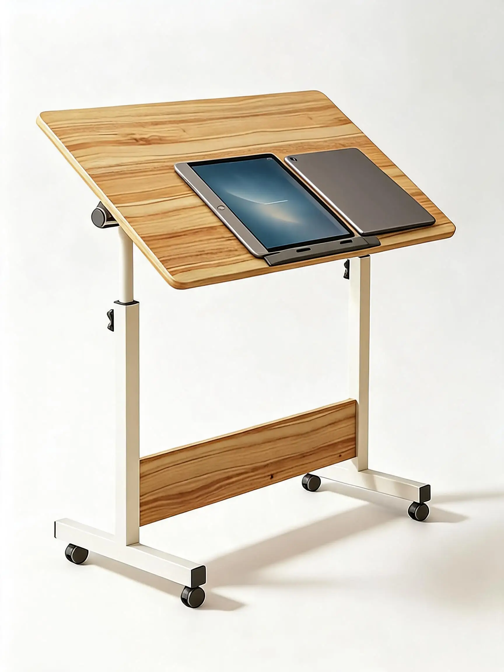 Collapsible Adjustable Standing Desk on Wheels, Mobile Computer Table with Ergonomic Sit-Stand Design, Compact Portable Workstation for Home Office & Small Spaces