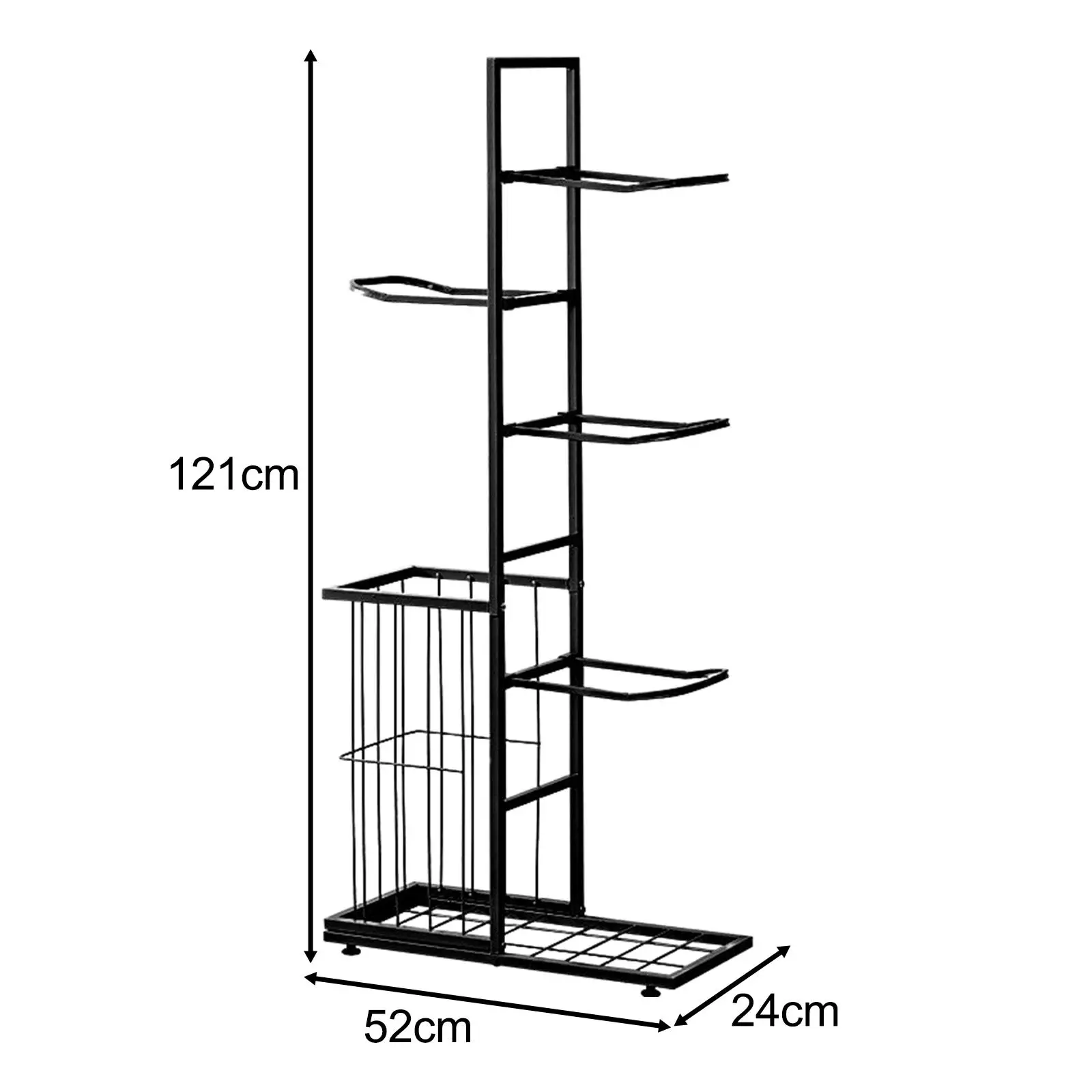 Ball Storage Holder Metal Multi Layers Sports Equipment Garage Organizer for Football, Baseball, Rackets, Sports Gear, Toys