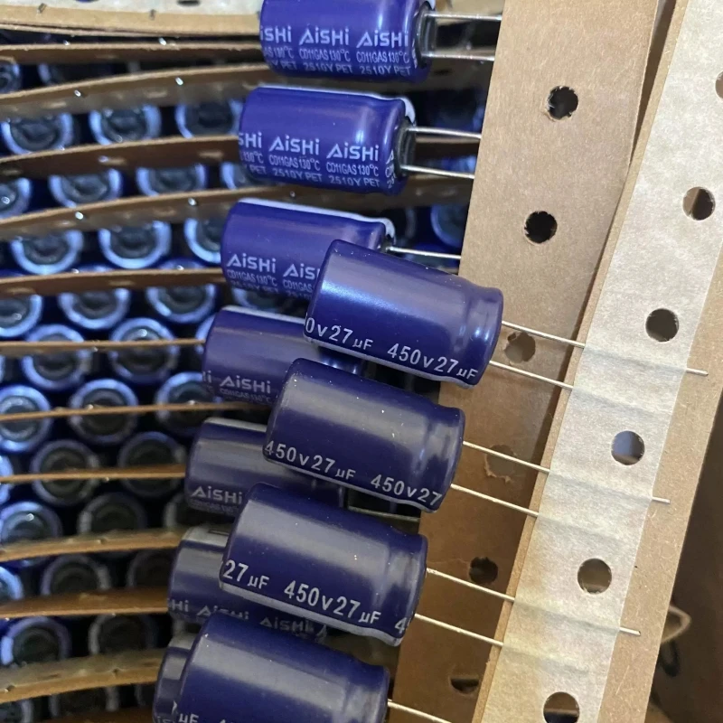 10pcs-Brand new original AiSHi 450v27uf high-quality direct insertion aluminum electrolytic capacitor 27UF450V