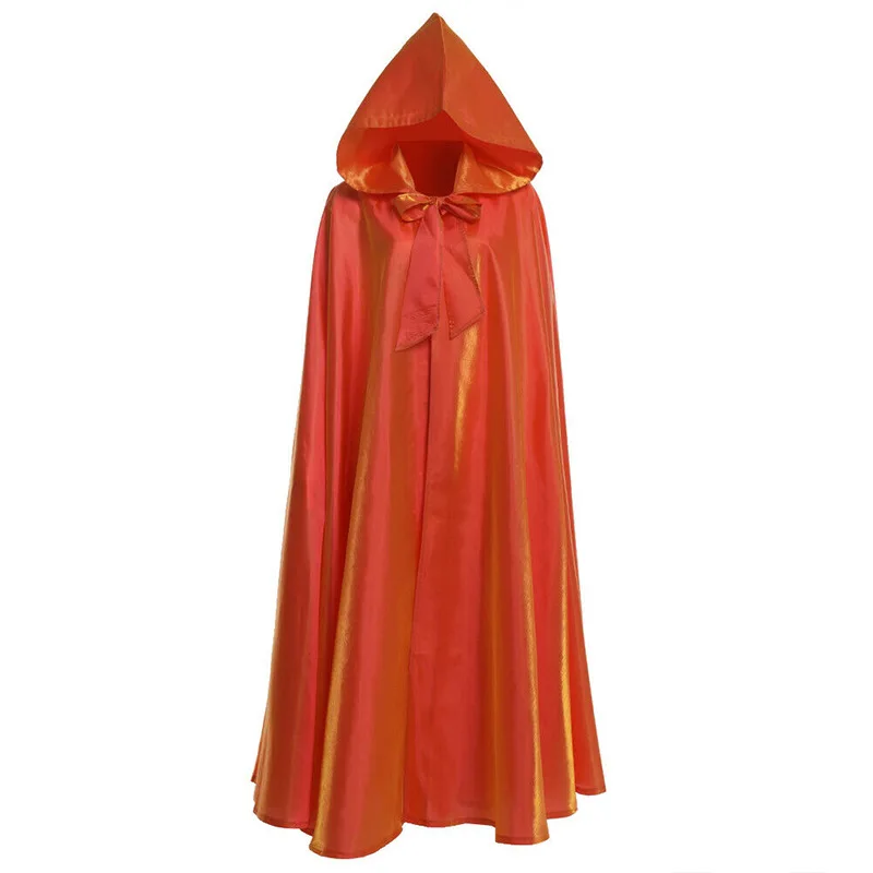 Halloween Party Costume Women Men Adult Long Robe Hooded Cloak Witchcraft Christmas Holiday Solid Color Medieval Cape