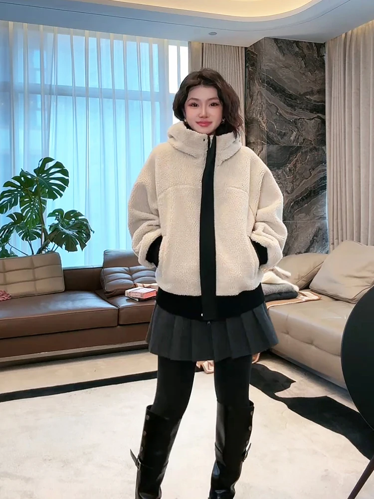 

Warm Lamb Fur Jaet Mixed Fibers Particle Fur Feel Sli All-Match ME Home Yang Women's ort Outerwear MEQA27