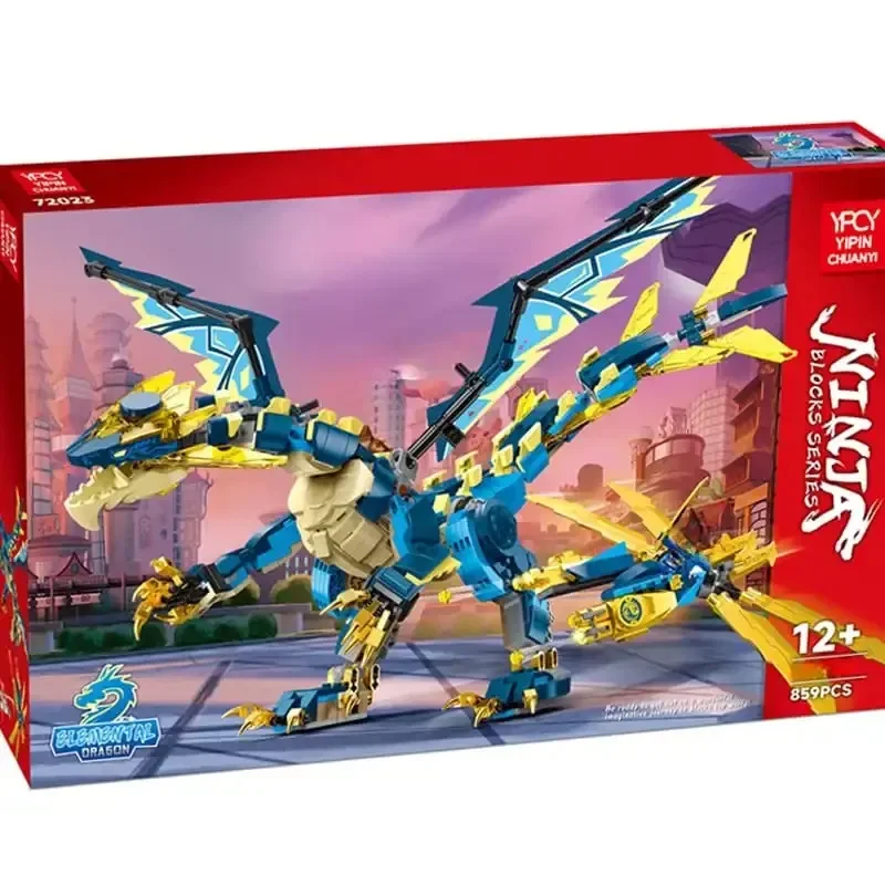 859pcs MOC Elemental Dragon Creative Building Block Bricks Compatible 71792 Ninjas Series Ornaments Children's Toys for Kid Gift view 4