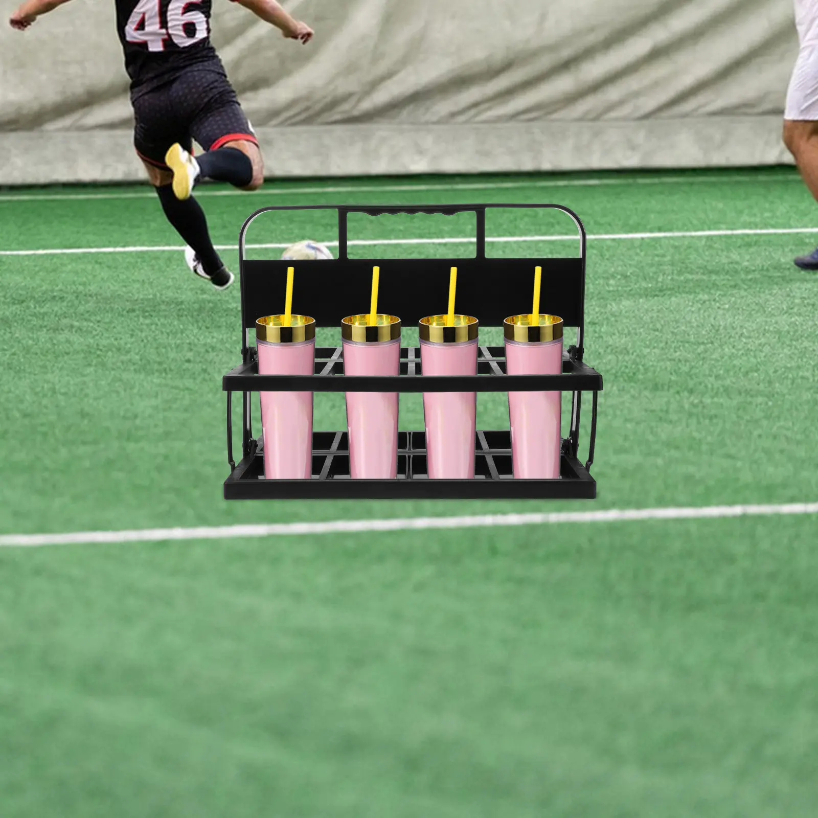 

Portable Handheld Bottle Rack for Coaches Athletes 8-Hole Water Bottle Carrier Smooth Finish Space-Saving Reusable Drink Holder