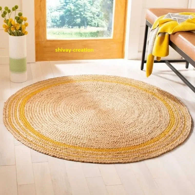 

Rug Jute Round Designer Carpet Hand Braided Round Floor Rugs Area Rag Rug