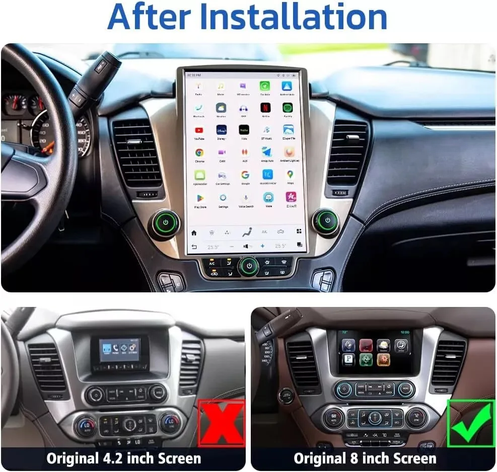 14,4-дюймовый Android 13 для GMC Yukon/Chevroler Tahoe Suburan 2014-2020, вертикальный 2K экран, автомобильный радиоприемник, мультимедийный Carplay 14,4-дюймовый Android 13 для GMC Yukon/Chevroler Tahoe Suburan 2014-2020, вертикальный 2K экран, автомобильный радиоприемник, мультимедийный Carplay