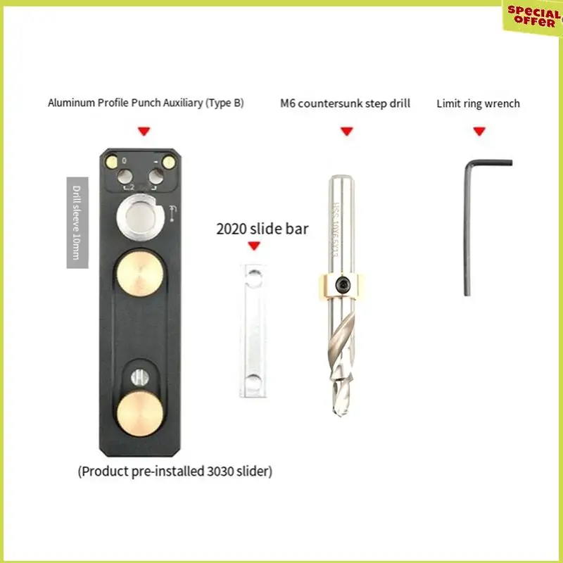 

A34R Track Drill Guide With Sliders Countersunk Step Drill Guide Punch Connection Tool Hole Punching Guide Tools Punch Aid
