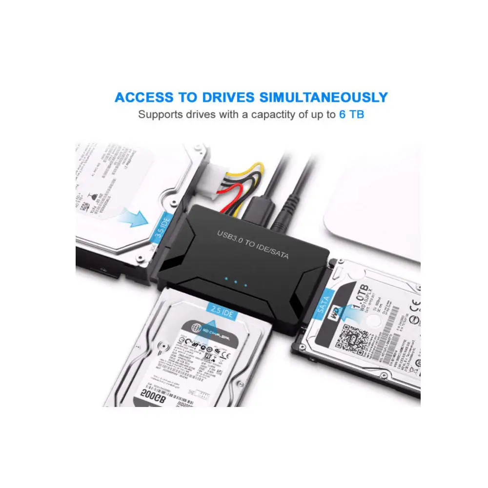 قارئ القرص الصلب العالمي SATA/IDE إلى USB 3.0 لمحرك الأقراص الصلبة الخارجي مقاس 2.5 بوصة 3.5 بوصة/SSD المتوافق مع IDE وSATA