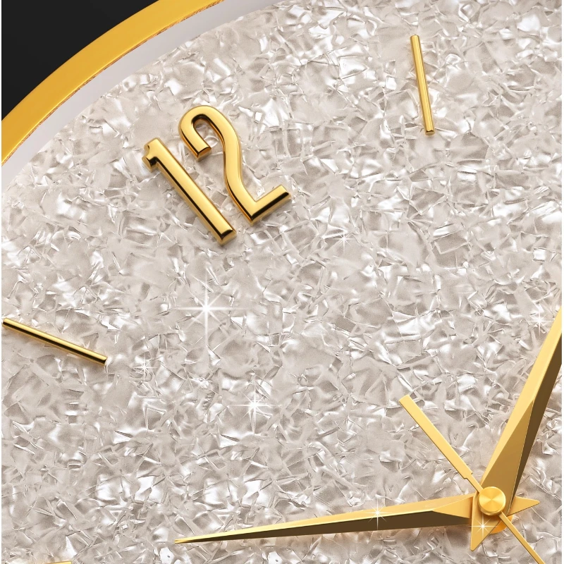 Gold Frame Shiny Dial Wall Clock Modern and Simple Home Decoration Fashionable Living Room Home Clock Decor