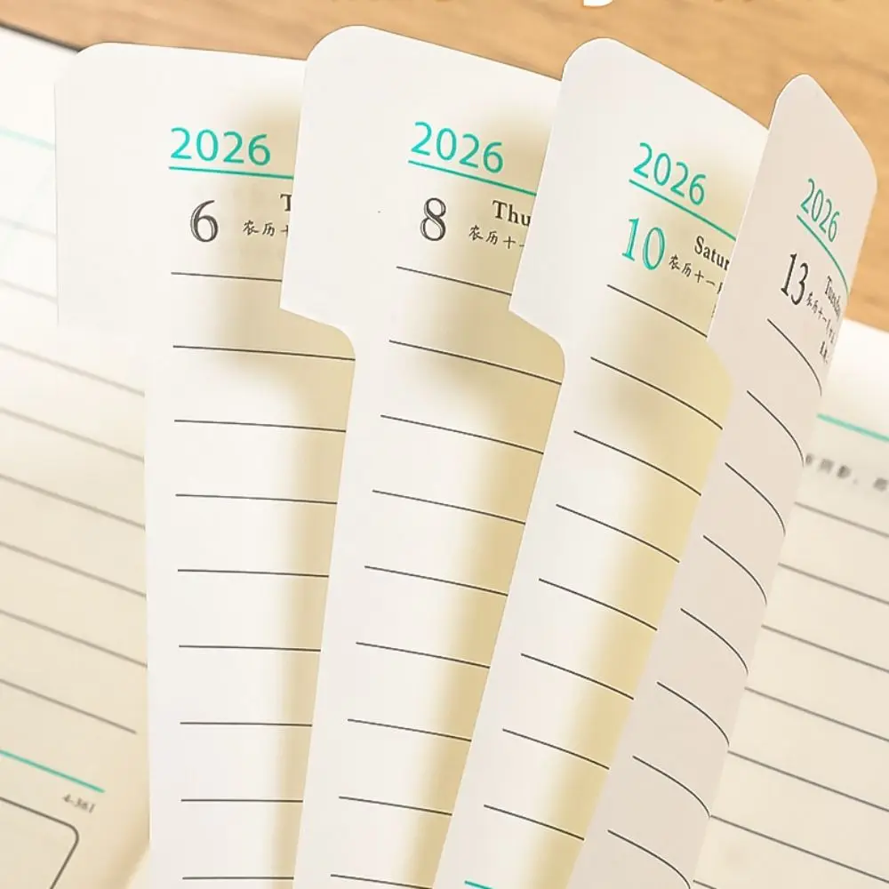 

English 2026 Schedule Planner Notepad Pu Leather 12 Months B6 Schedule Book Simple Bookmark 365 Days Efficiency Notebook