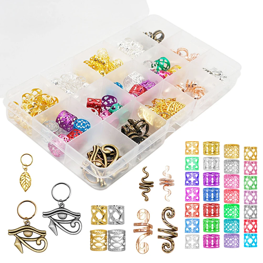 

116pcs Braid Hair Accessories Lightweight Alloy Decorations Big Beads for Braids Charms Dreadlocks Jewelry Hair Extensions