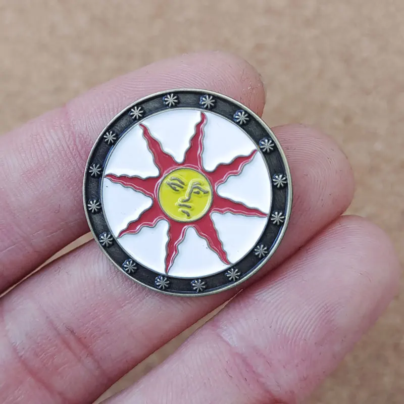 Dark souls of the Sun Shield Enamel Pins Cute Sun Badges Lapel pins Brooches Women Men Jewelry Accessories For Gifts