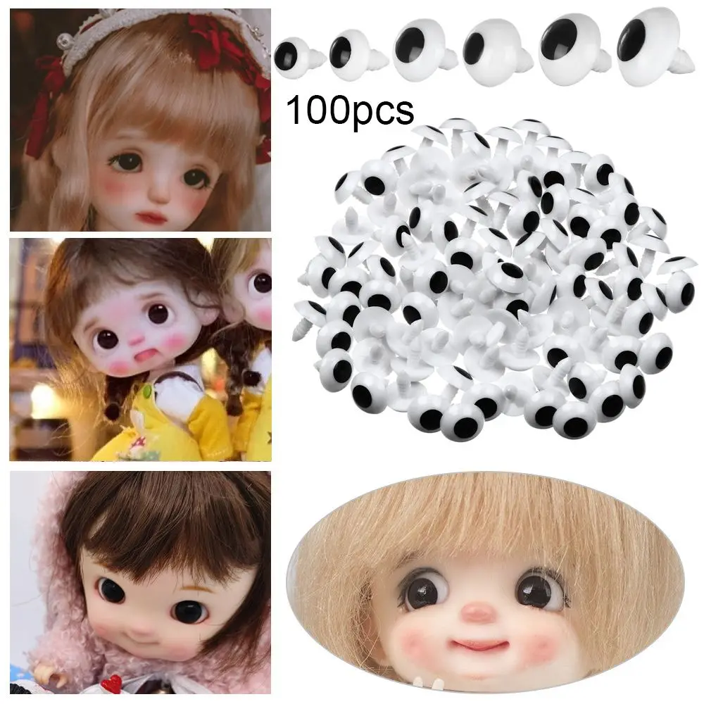 100pcs Plastic Safety Doll Eyes For Toys White&Black Craft Doll Eyes For Doll Animal Puppet DIY Accessories