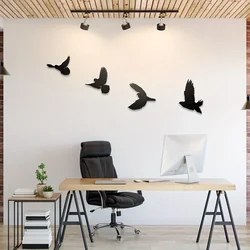 CIFBUY 4 Pc Birds Metal Wall Decor Black Birds Metal Wall Art Decorative Indoor/Ourdoor Metal Wall Art Decor Wall Sticker