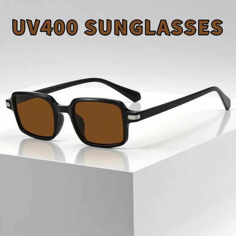

New Box Sunglasses Women's Retro Square Rivet Fashionable Versatile Sunglasses Neutral Outdoor Beach UV Resistant Glasses