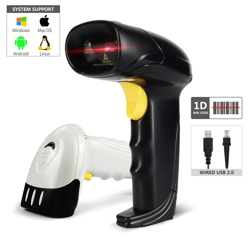 Chinese Factory Handheld Corded Barcode Scanner 1D Laser  Barcode Scanner Book Manual Barcode Reader X-580