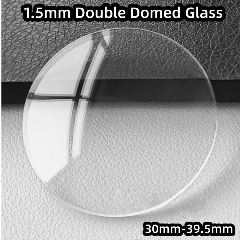 Doppelt gewölbtes Mineral-Uhrenglas, 1,5 mm Dicke, runder Kristall, 30 mm–39,5 mm Durchmesser, gebogene Linse für die Uhrenreparatur YZC925