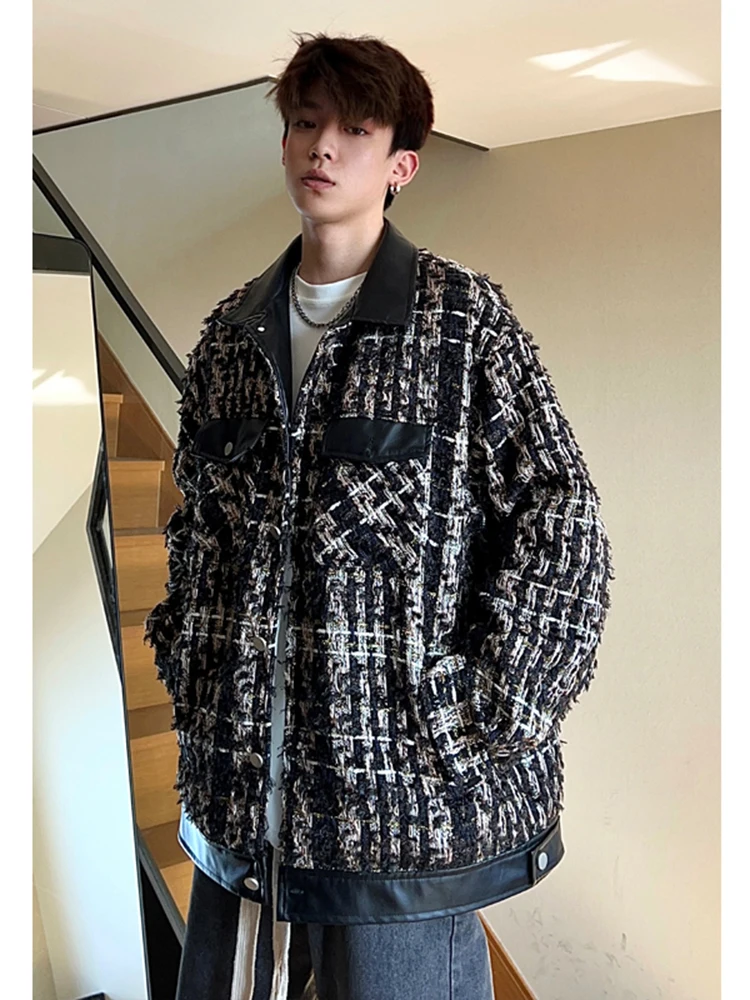 

Baroque Sle Men's irt Jaet Patchwork Knitted High-End Feel Spring Autumn American Retro Fraance Sle Outerwear
