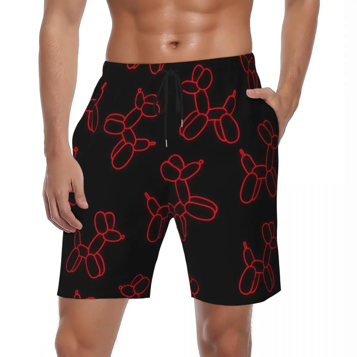 

Красные шорты для собак с воздушным шаром, летние черные классические пляжные шорты, мужские спортивные дышащие плавки для фитнеса на заказ