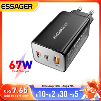 Essager 67W GaN USB Type C Charger PPS 65W Fast Charge For Samsung QC 4.0 PD 3.0 iPhone 15 14 13 Pro Huawei Phone Laptop Chagers