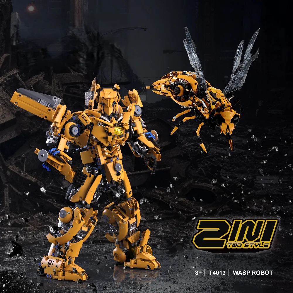 

2025Pcs Bumblebee Transformable Building Blocks 2 In 1 Insect Robot Animal Creative 3D Model Christmas Gift Adults Children