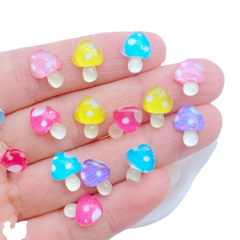 50pcs Kawaii mushroom Nail Rhinestones Gems Glitter Acrylic Nail Art Jewelry Manicure Nail Decoration Accessories