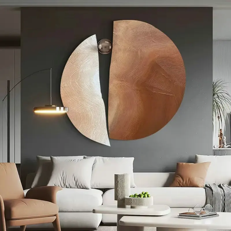 Chinese style abstract round three-dimensional relief, high-quality hand drawn carved density board decorative painting ZY511BM