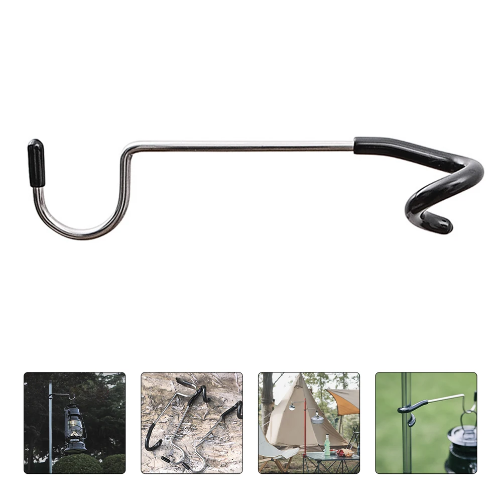 

2 Pcs Stainless Steel Hook Tent Hooks Hanging Outdoor Camping Light Lamp Hanger Pole Mounted for Curtain Rod