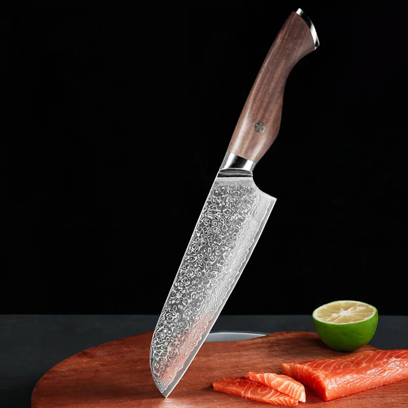 7 Inch Santoku Knife 67-Layers Damascus VG10 Steel Blade Razor Sharp Chef Cleaver Slicing Japanese Kitchen Knife Rosewood Handle