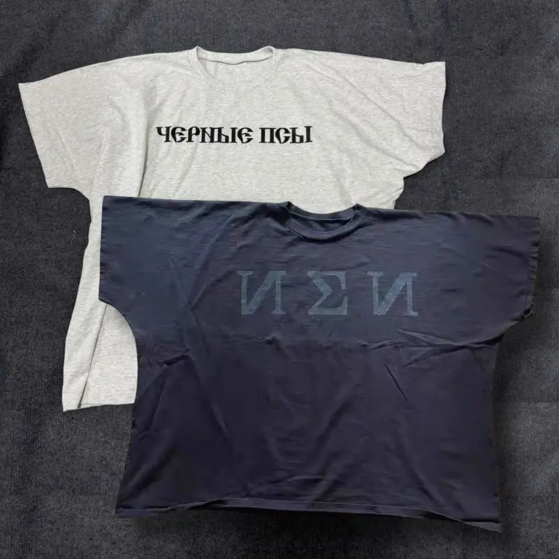 High Quality Cototn One Piece Cutting Kanye Tshirts Summer Men Women Street Outfit Oversized Alphabet Logo Gosha Short Sleeve