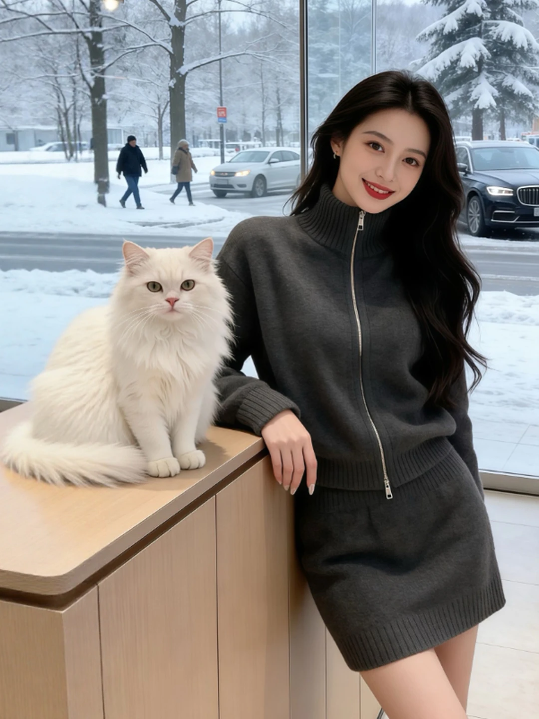 

Корейский вязаный комплект из свитера и юбки: удобный зимний наряд, уникальная облегающая юбка миди