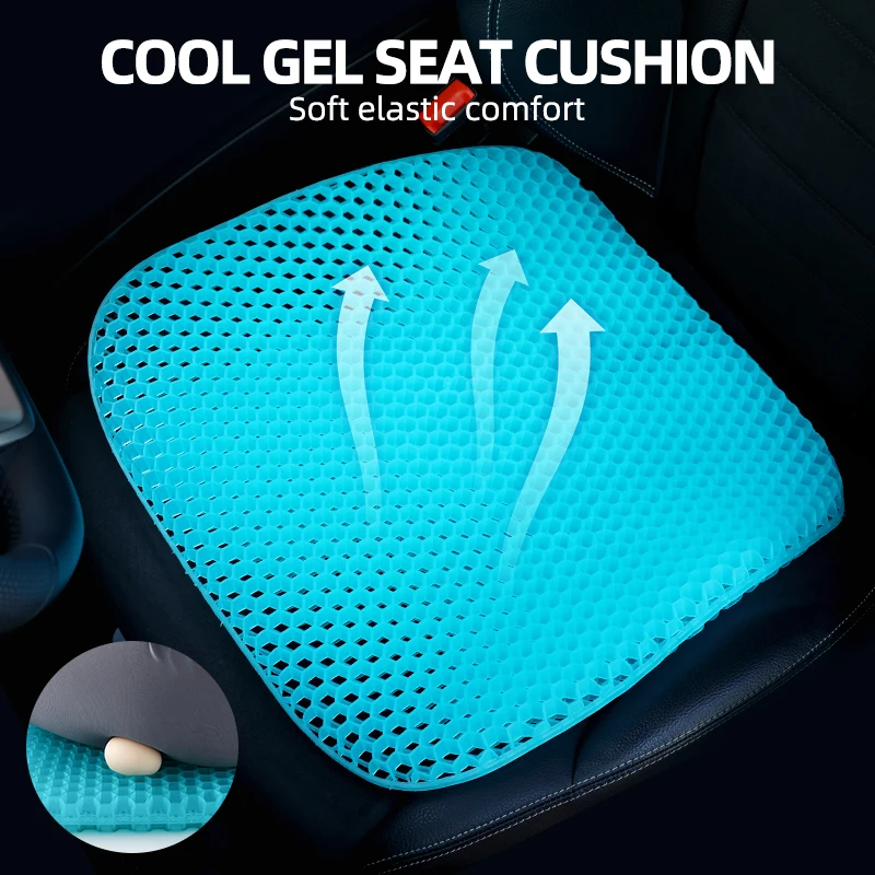 Cojín de asiento refrescante de Gel para coche, panal 3D, fresco y transpirable, seda de hielo, cojín para silla de oficina en casa, accesorios para coche