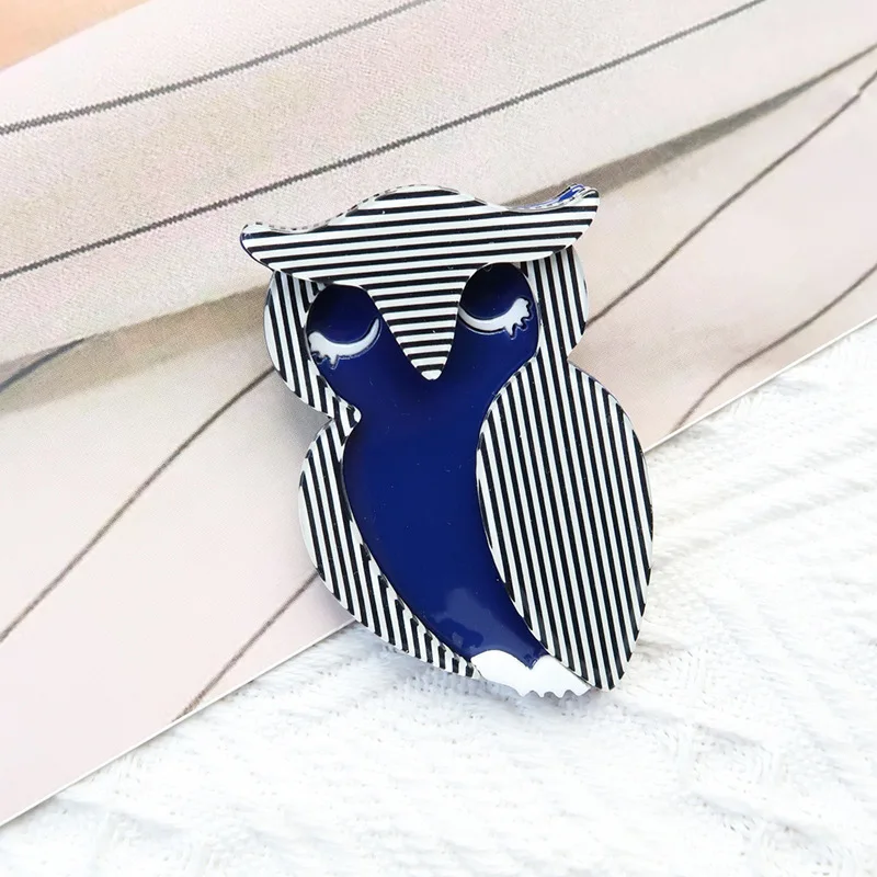 YAOLOGE Original New Product Animal Owl Brooch Stripe Stitching Design Women\'s Fashion Clothing Bag Accessories Badge