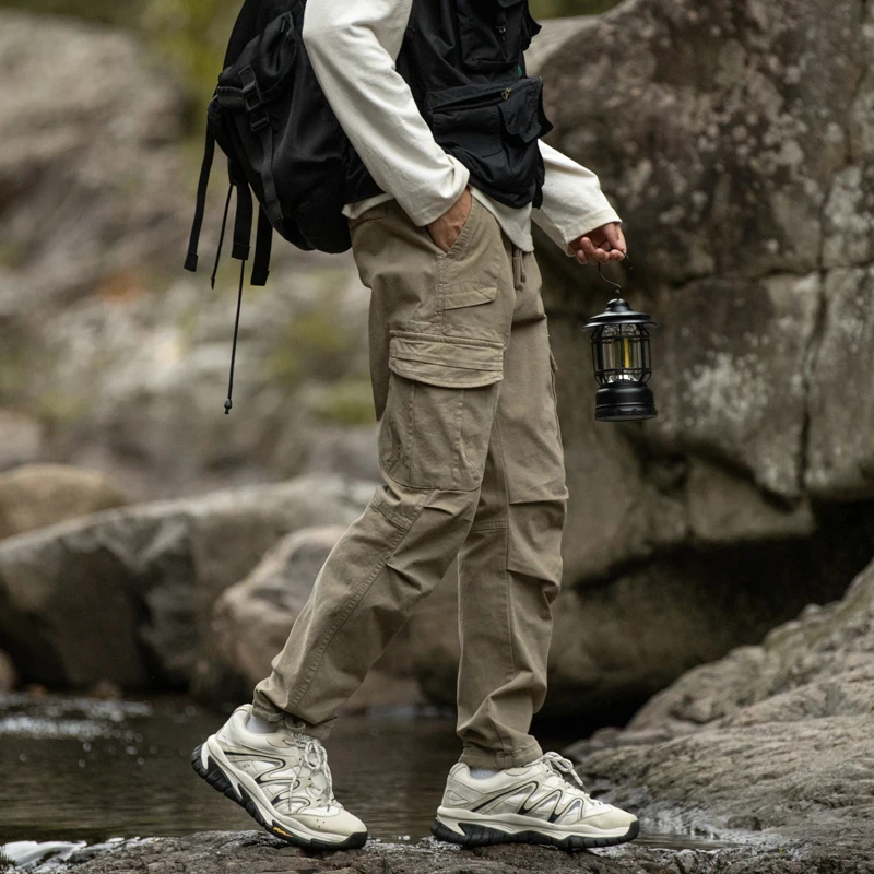 2025 جديد العلامة التجارية الأمريكية العصرية الرجال السراويل العمل غير رسمية مرونة الخصر مستقيم الساق متعددة كيتس الشباب السراويل الطويلة #2