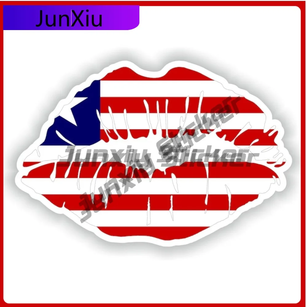 

Liberia Flag Lips Sticker Travel Vacation Decals Accessories Motorcycle Stickers For Car Personalized Camper Decals Vintage Suv