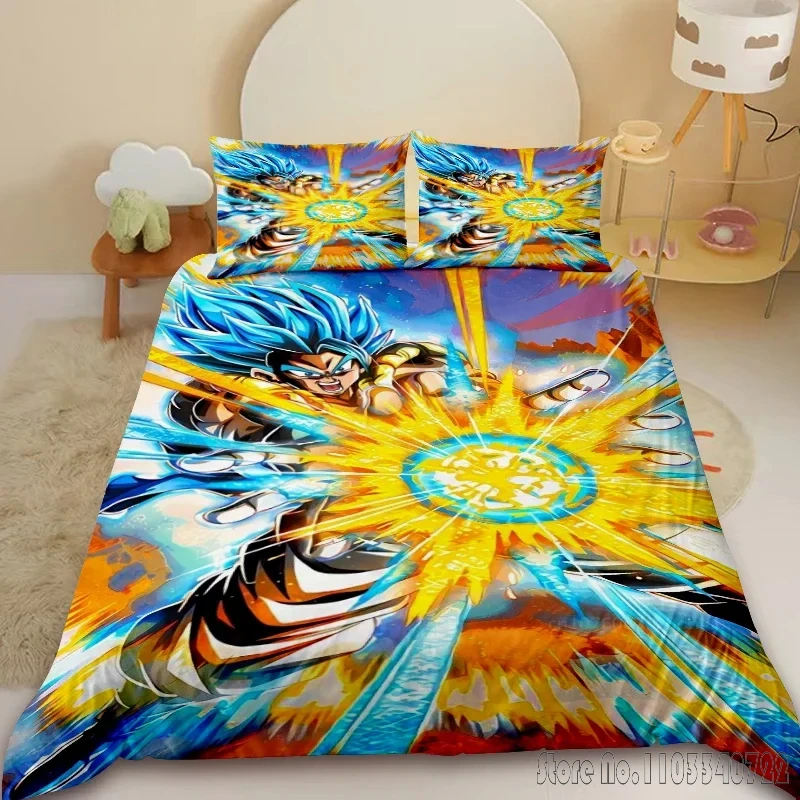 Anime Duvet Cover Dragon Ball Bedding Set Comforter Cover Super Saiyan Quilt Covers Bedclothes Twin Single King Kids Adult Gift