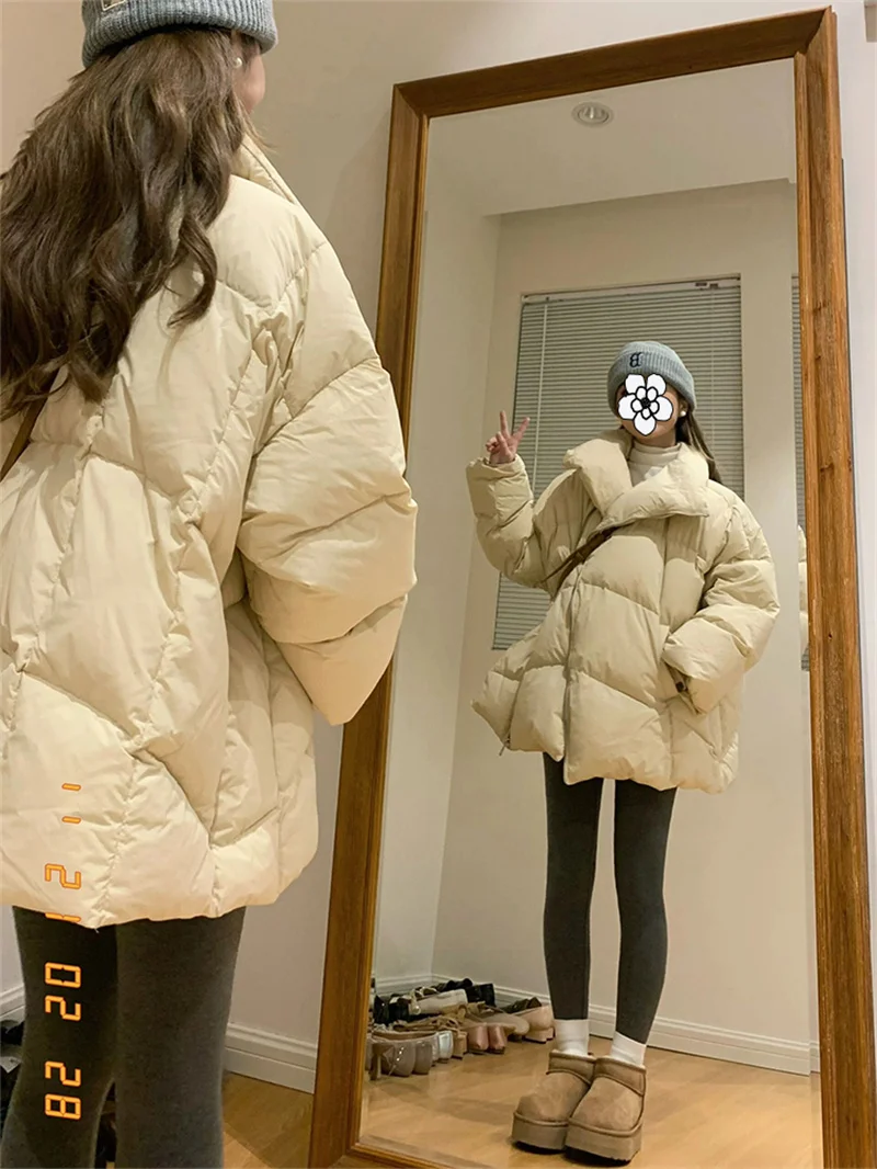 Design Sense Niche Zippered Cotton Jacket Women\'s Winter Jacket 2024 New Loose Mid Length Cotton Jacket Cotton Jacket Trend P370