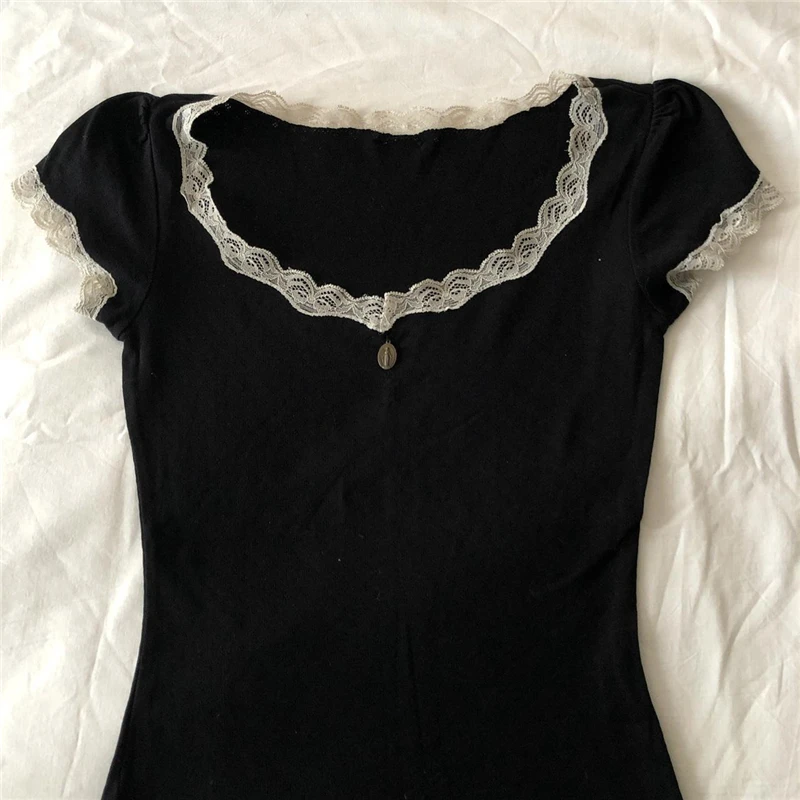 

Dourbes Women's Slim Fit Long Bla Tirt Lace Trim Tirt Comfortable Breathable Casual Sle for Office And Par