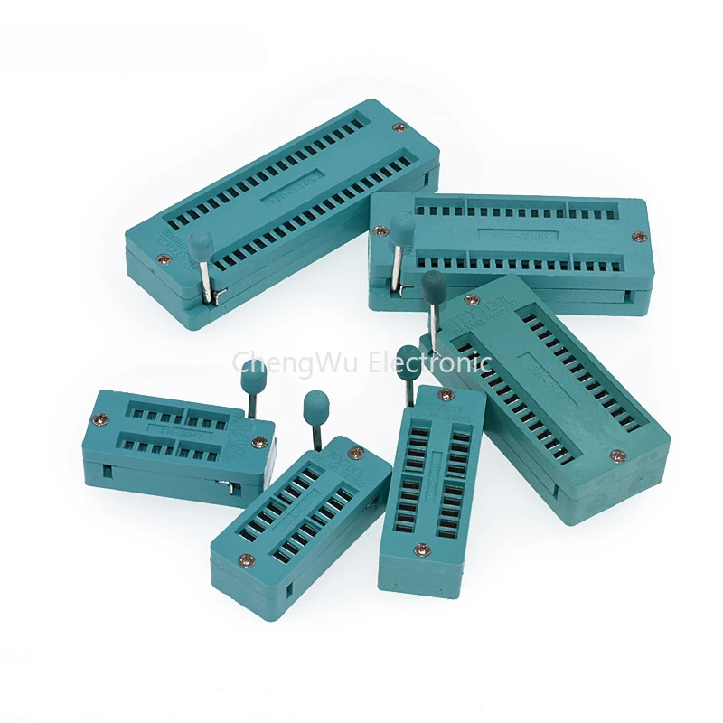 1pcs/lot 14 16 18 20 24 28 32 40 P Pin 2.54 MM Green DIP Universal ZIF IC Socket Test Solder Type IC Lock Seat Zif Socket