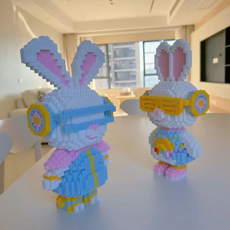 

33CM Mini Colorful Rabbit 3D Model small particles Building Block Assembly Toy Cute Small Particle Puzzle Ornaments Kids Gift
