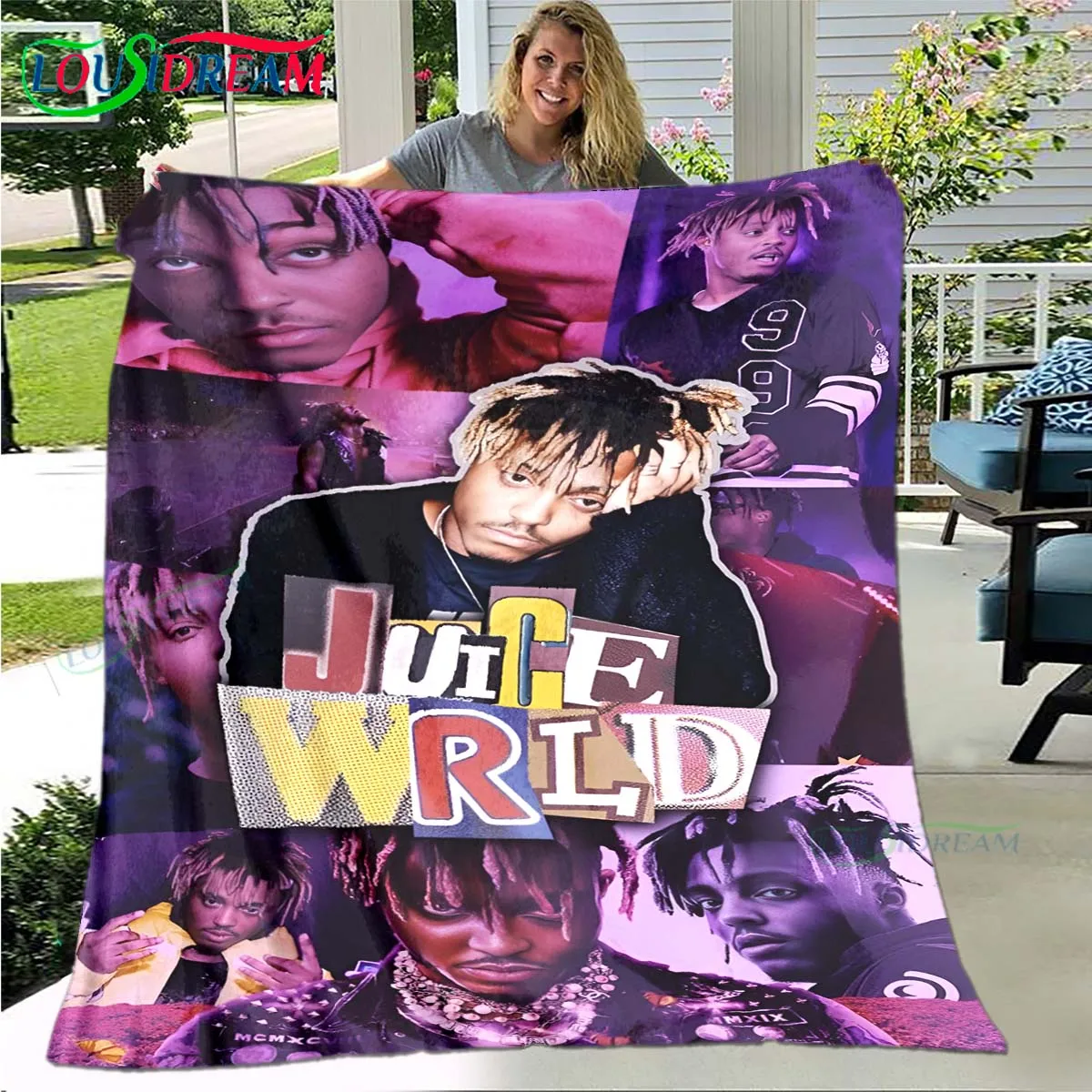 3D Fashion Hip-Hop Singer J-Juice WRLD Flannel Adult And Children's Blanket Sofa Bed Decoration Blanket Portable Blanket Gift