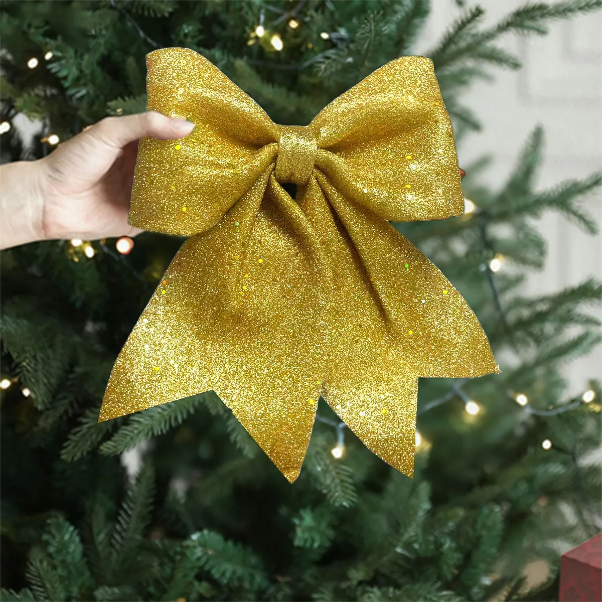 عيد الميلاد مطرزة القوس شجرة عيد الميلاد الحلي عطلة اللباس الدعائم زينة عيد الميلاد DIY الملحقات