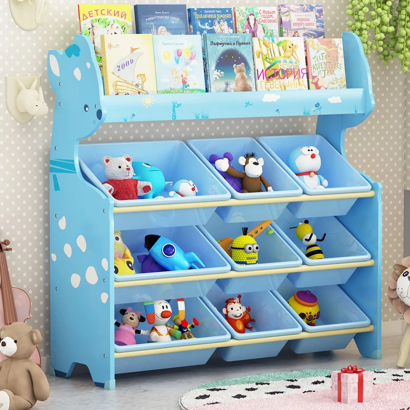 Children\'s Toy Storage Rack Kindergarten Baby Book Shelves Sundries Storage Lockers, Cartoon Furniture for Playroom Organization