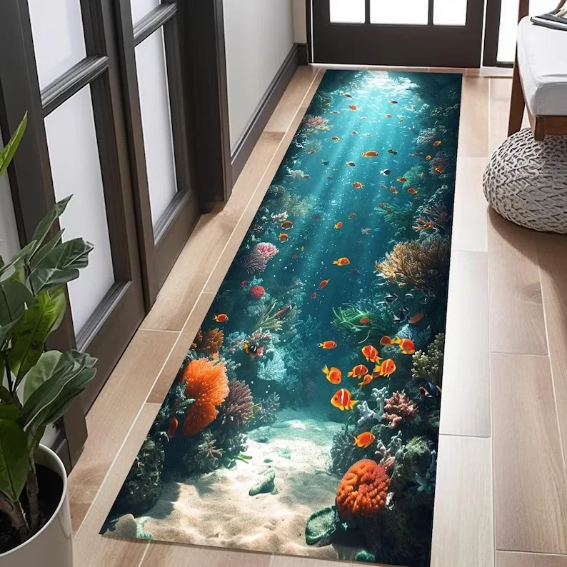 Visual Stereoscopic Runner Rug Ocean Cliff Deep Sea Printing Carpet Ocean Series Living Room Bedroom Home Decoration Mat